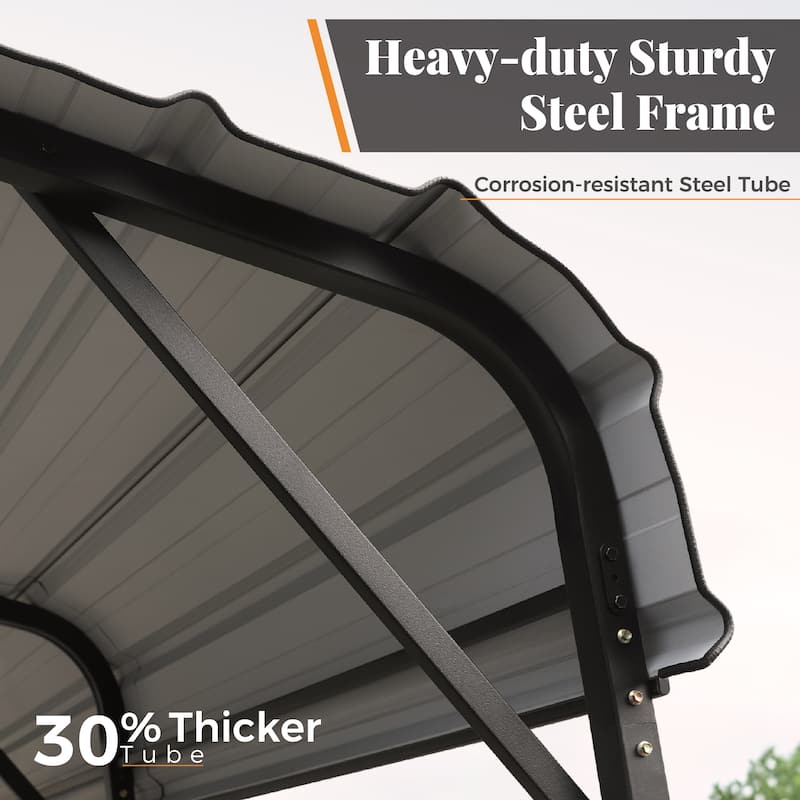 MAISON ARTS Heavy Duty Metal Carport with Galvanized Steel Roof for Cars, Boats, and Tractors