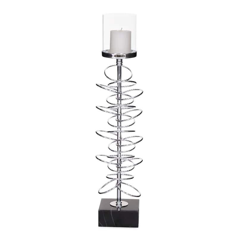 Allan Andrews Silver Metallic Chrome Candle Holder with Iron Rings Design (3 sizes available)