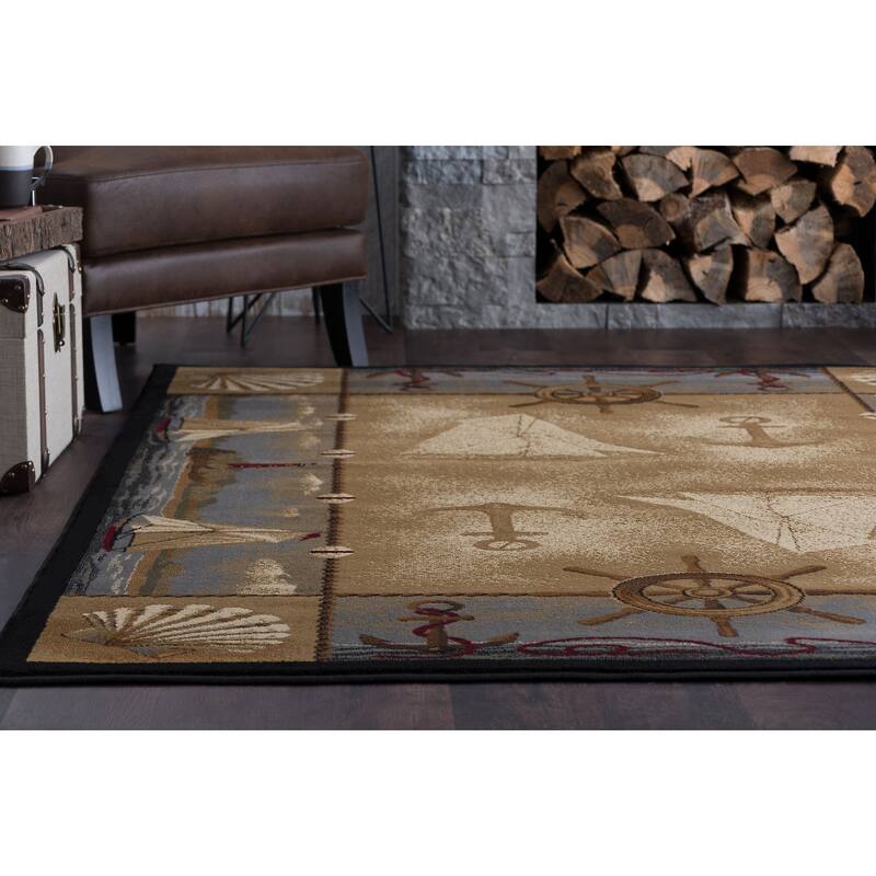 Natural Lodge Novelty Graphic Indoor Area Rug