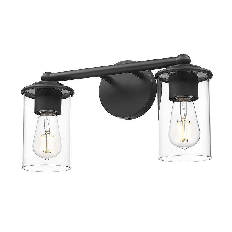 Thayer by Z-Lite 2 Light Vanity in Matte Black with Clear Glass Shade - Matte Black