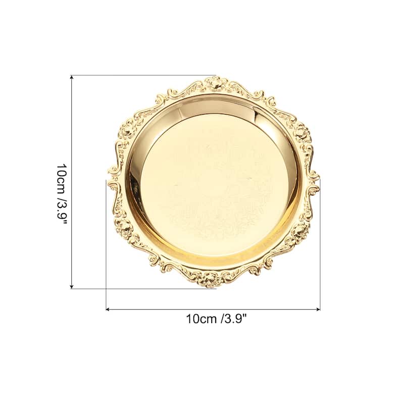 Vintage Jewelry Trinket Dish Tray Holder, Embossed Design - Gold Tone