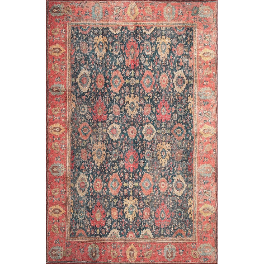 Domani Grove Machine Washable Vintage In Red Traditions Area Rug