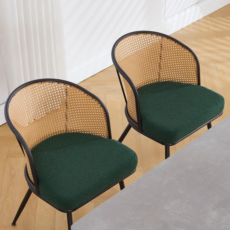 Upholstered Rattan Dining Chairs with Metal Legs Set of 2/4 - 29.92"H x 20.5"W x 23.03"D
