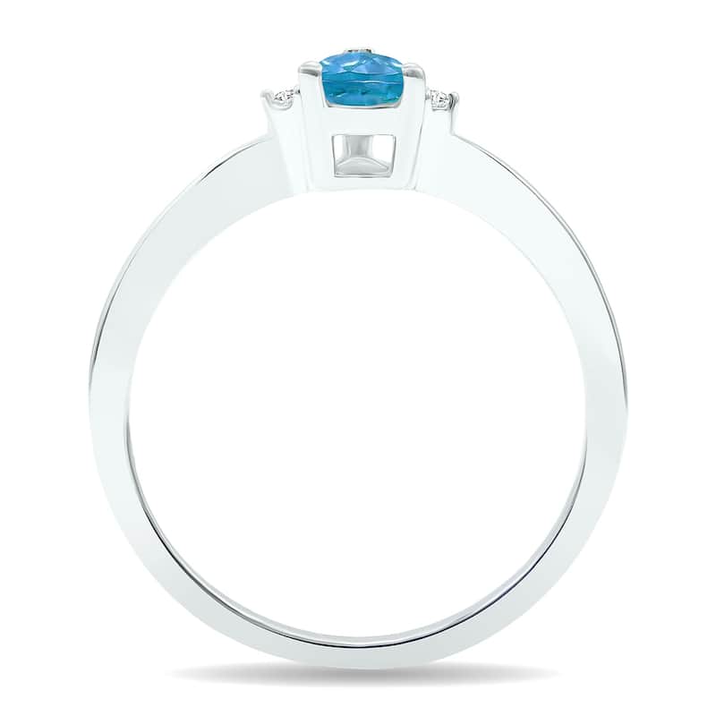 Women's Blue Topaz and Diamond Classic Band in 10K White Gold