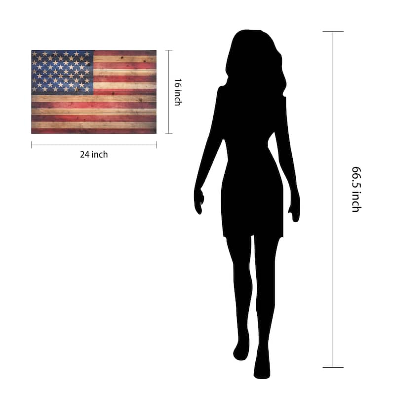 American Flag Print on Solid Fir Wood Plank Wall Art
