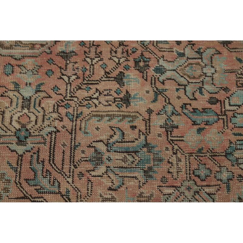 Geometric Pink Tabriz Persian Vintage Area Rug Handmade Wool Carpet - 7'11"x 11'2"
