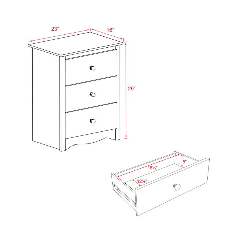 Copper Grove Periyar White 3-drawer Tall Nightstand