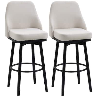Bar Height Bar Stools Set of 2, Swivel Upholstered Bar Stools with Back, Kitchen Island Chairs with Steel Legs