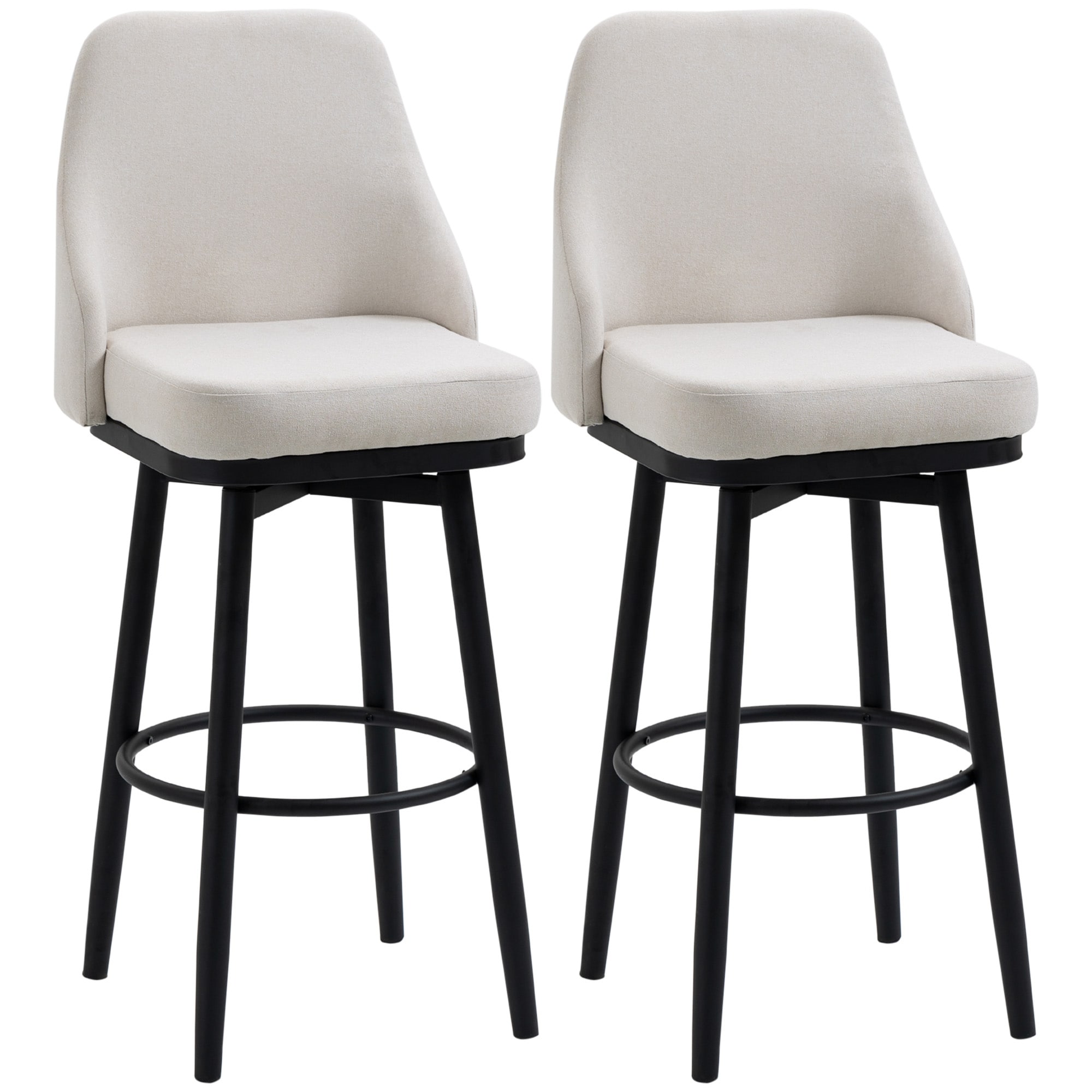 Bar Height Bar Stools Set of 2, Swivel Upholstered Bar Stools with Back, Kitchen Island Chairs with Steel Legs