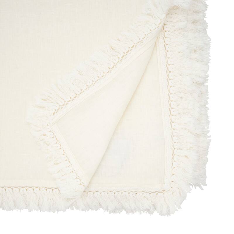 Stonewashed Linen Fringed Tablecloth