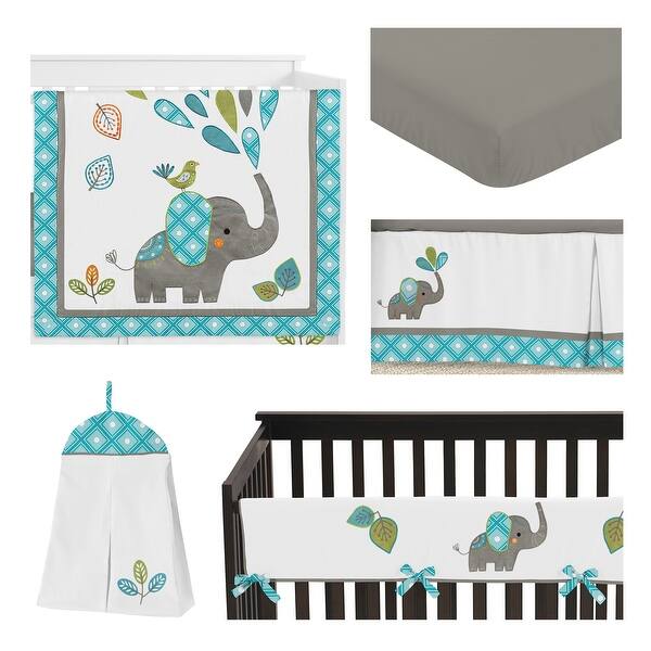 Mod Elephant Collection Boy Or Girl 5 Piece Nursery Crib Bedding Set Turquoise Blue Green And Grey Safari Animal Overstock 31290406 The colors rang from purple to pinks, from mint to turquoise, with accenting grays and every color in between! sweet jojo designs