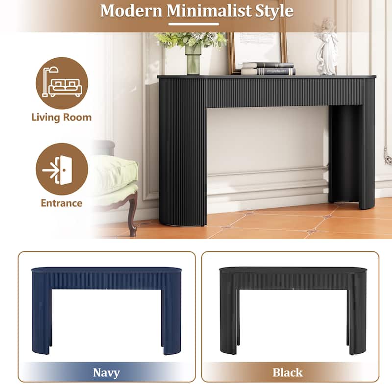 Fluted Design 54" Entryway Table with and Storage Drawers