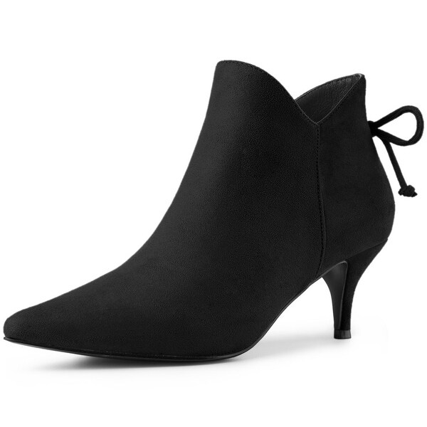 black pointed ankle boots kitten heel
