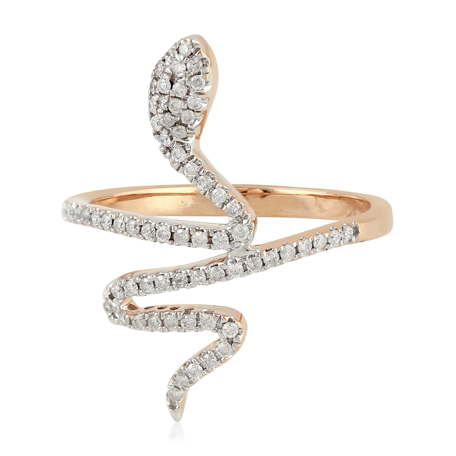 gold and diamond snake ring