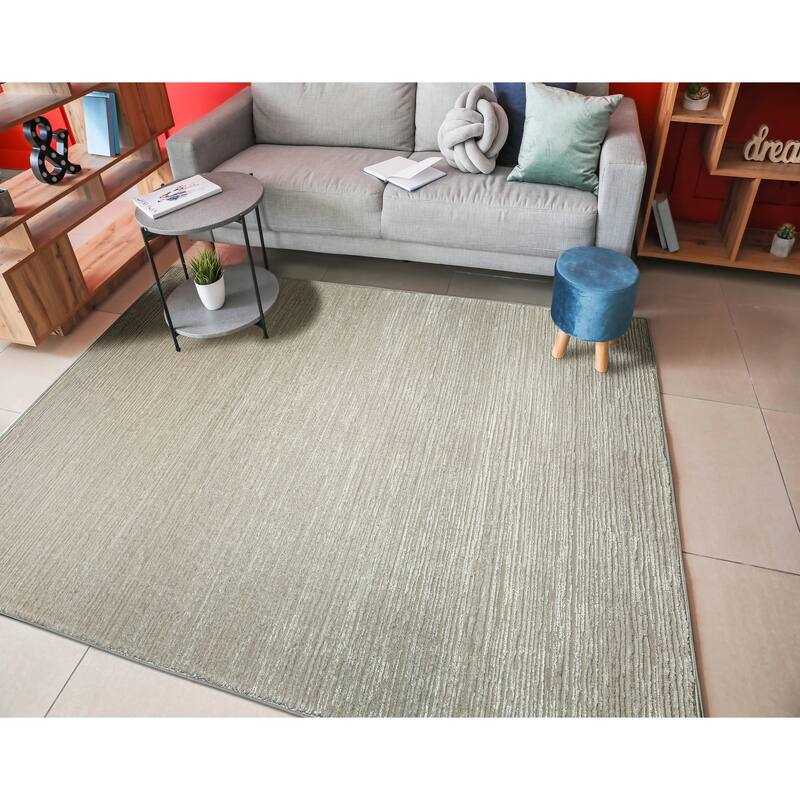 Admire Home Living Sognatore 1228 Transitional Striated Area Rug - 3'3" X 4'11" - Beige
