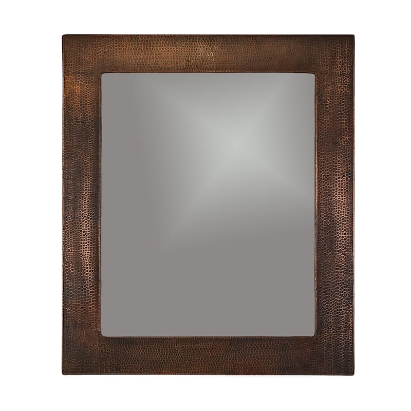 36-in Rectangle Hammered Copper Mirror in Oil Rubbed Bronze (MFREC3631)