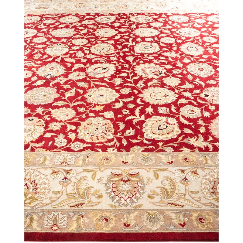 Overton Hand Knotted Wool Traditional Oriental Red Area Rug - 9' x 12'