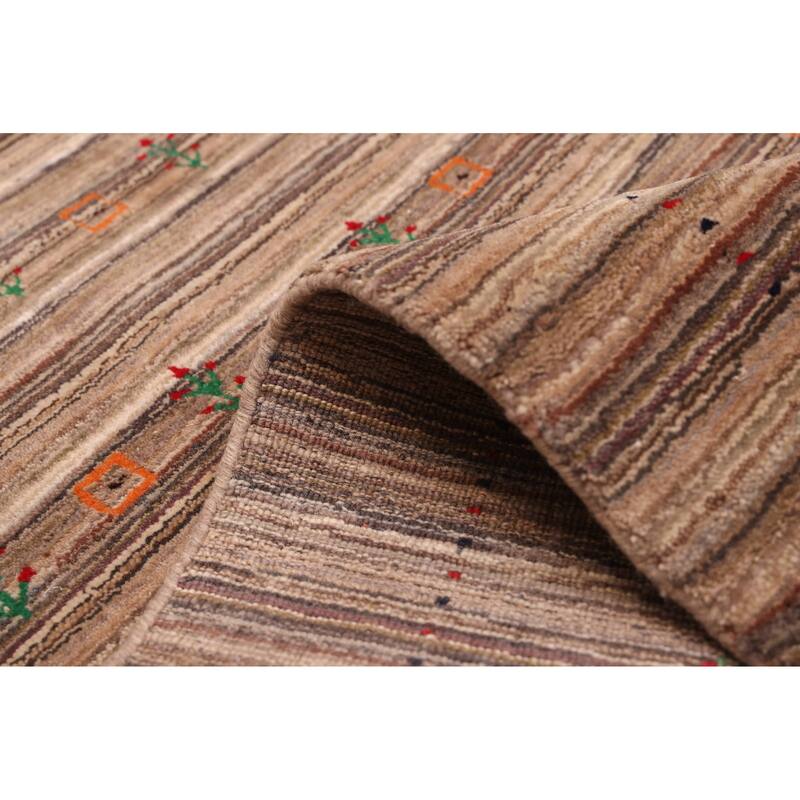 ECARPETGALLERY Hand Loomed Kashkuli Gabbeh Taupe Wool Rug - 4'11 x 7'10