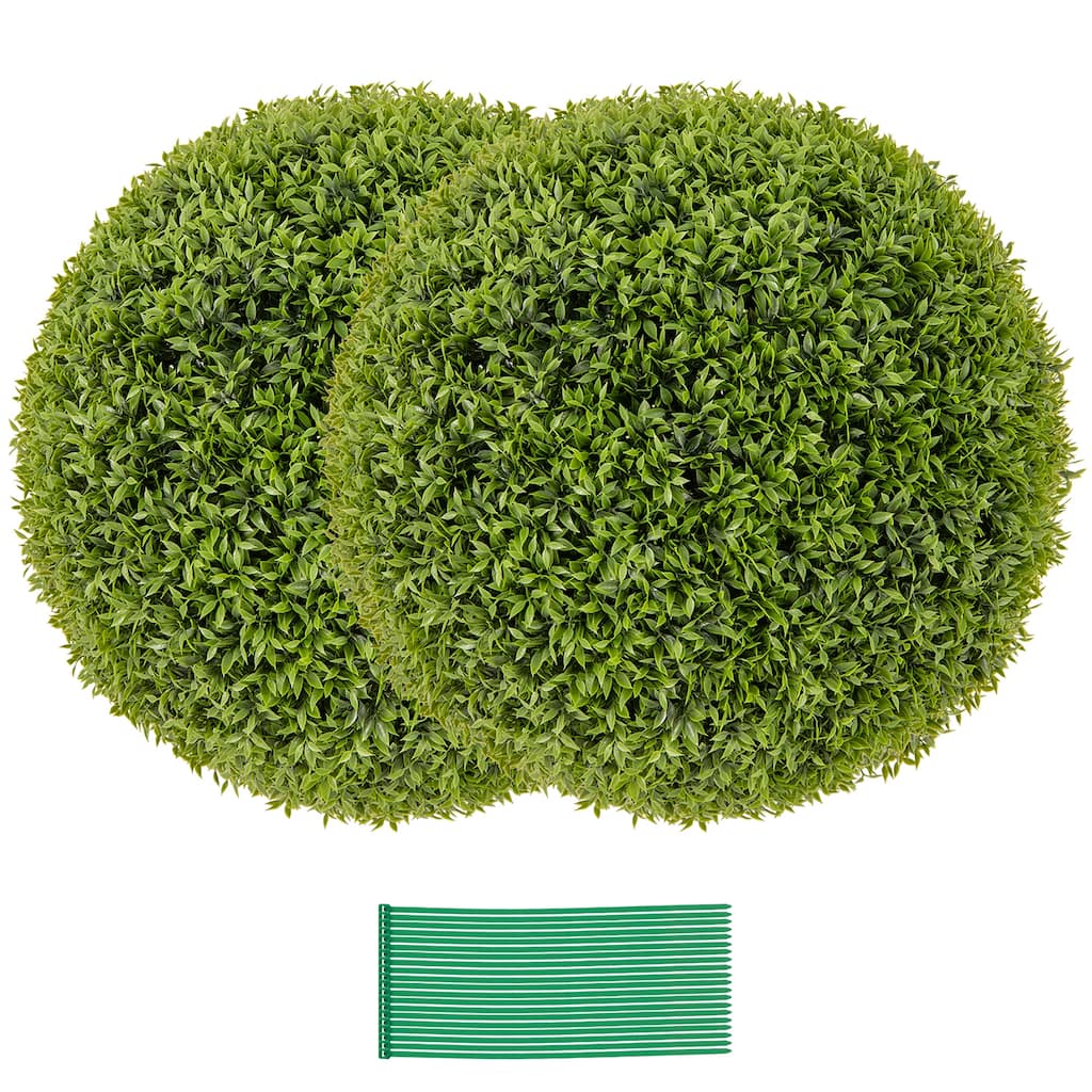 Gymax 2 PCS 20'' Faux Boxwood Topiary Balls w/ Sun-Protective PE