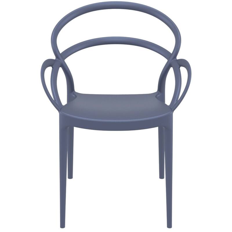 33" Gray Outdoor Patio Round Dining Arm Chair