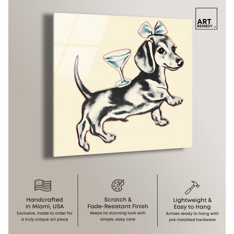 Martini Pup II Acrylic by Art Remedy, Ready to Hang