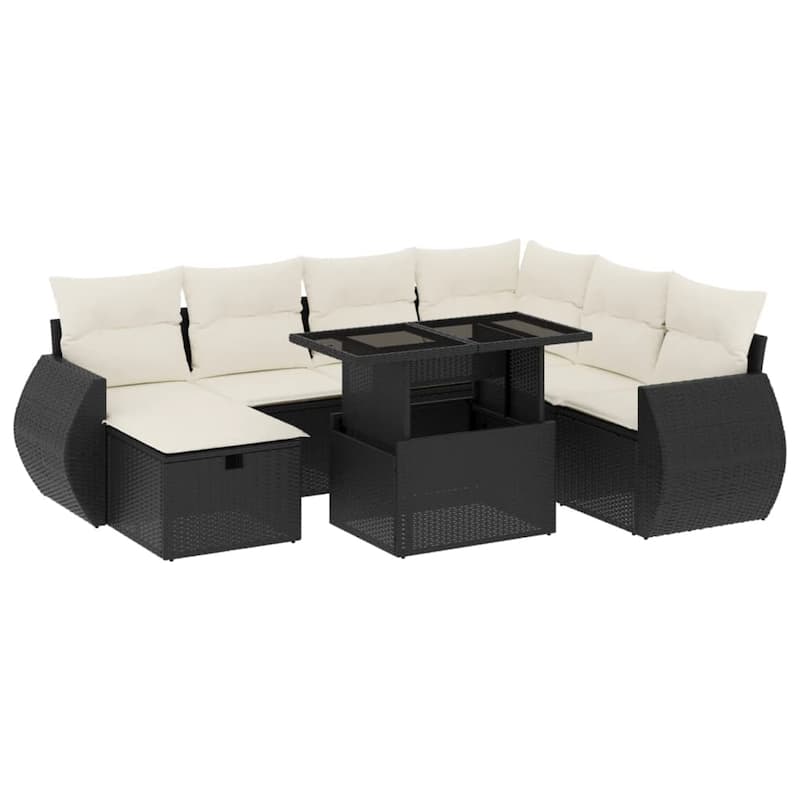 vidaXL Patio Sofa Set with Cushions Outdoor Furniture 8 Piece Poly Rattan