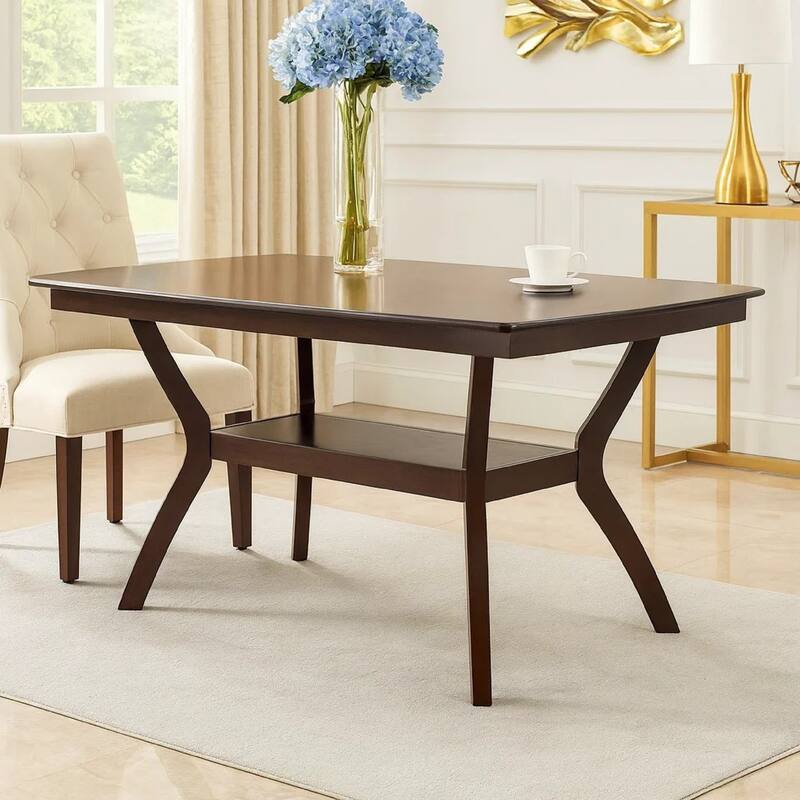 Newfangled Rubber Wood Dining Table, Espresso