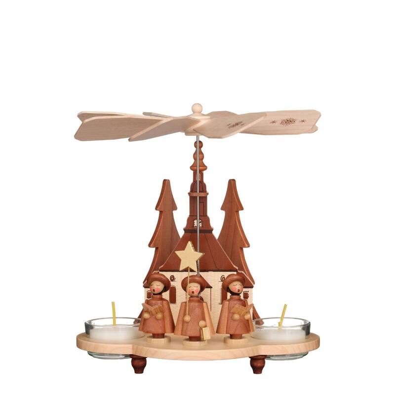 7.5" Brown Red Christian Ulbricht Carolers Pyramid Candle Holder Decor