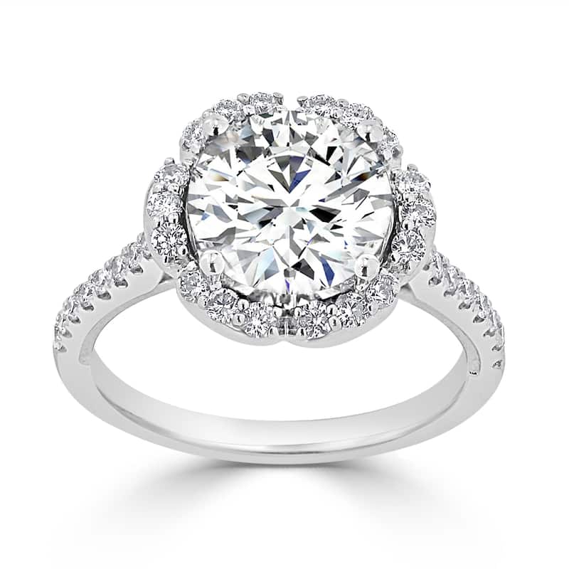 Auriya 14k Gold 2 carat Floral Moissanite Halo Diamond Engagement Ring 3/8ctw