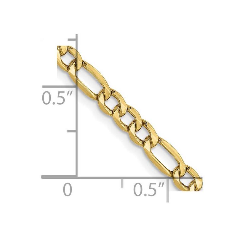Curata 10k Yellow Gold 3.5mm Semi-solid Figaro Link Chain Necklace Options: 16 18 20 24