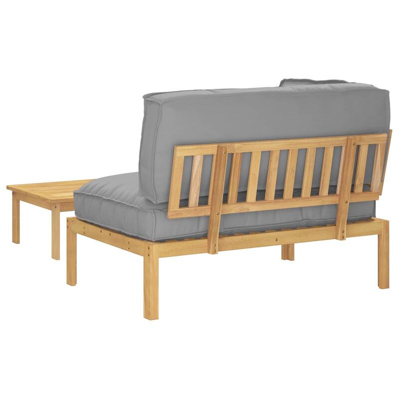 vidaXL Sofa Set with Cushion Plain Manual 2 pcs Grey Solid Acacia Wood - 52.36 x 36.22 x 27.17 in