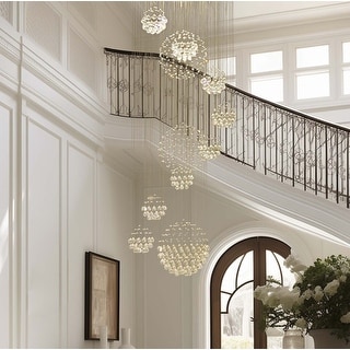 32 in. Modern Raindrop Crystal Chandelier 13-Light Dimmable Flush Mount Spiral Crystal Lighting for Foyer Living Room