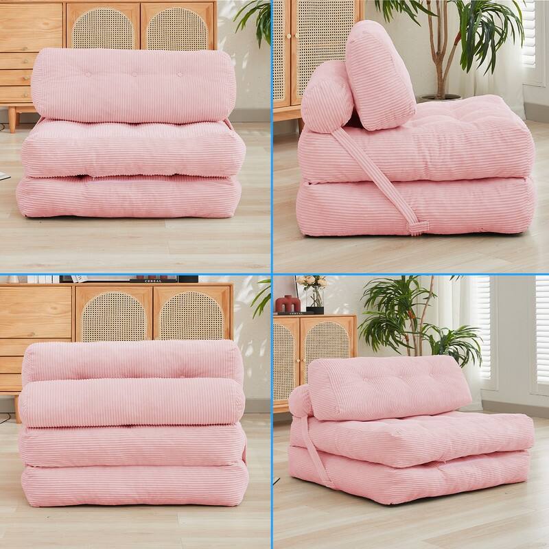 Mixoy W32''/W50'' Corded Velvet Fabric Folding Floor Lazy Futon Sofa Bed