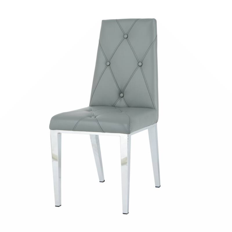 Modern simple light luxury dining chair Home bedroom stool back PU electroplated chair legs (set of 2)