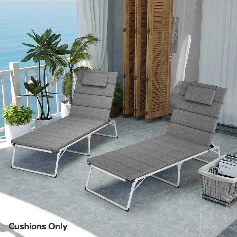80" x 26" Foldable Lounge Chair Cushions Set of 2, Outdoor UPF50