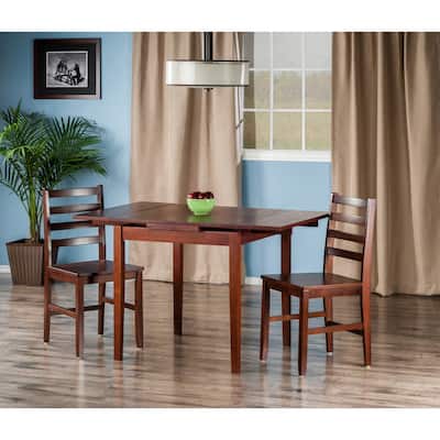 3-Pc Dining Table with Ladder-back Chairs, Walnut