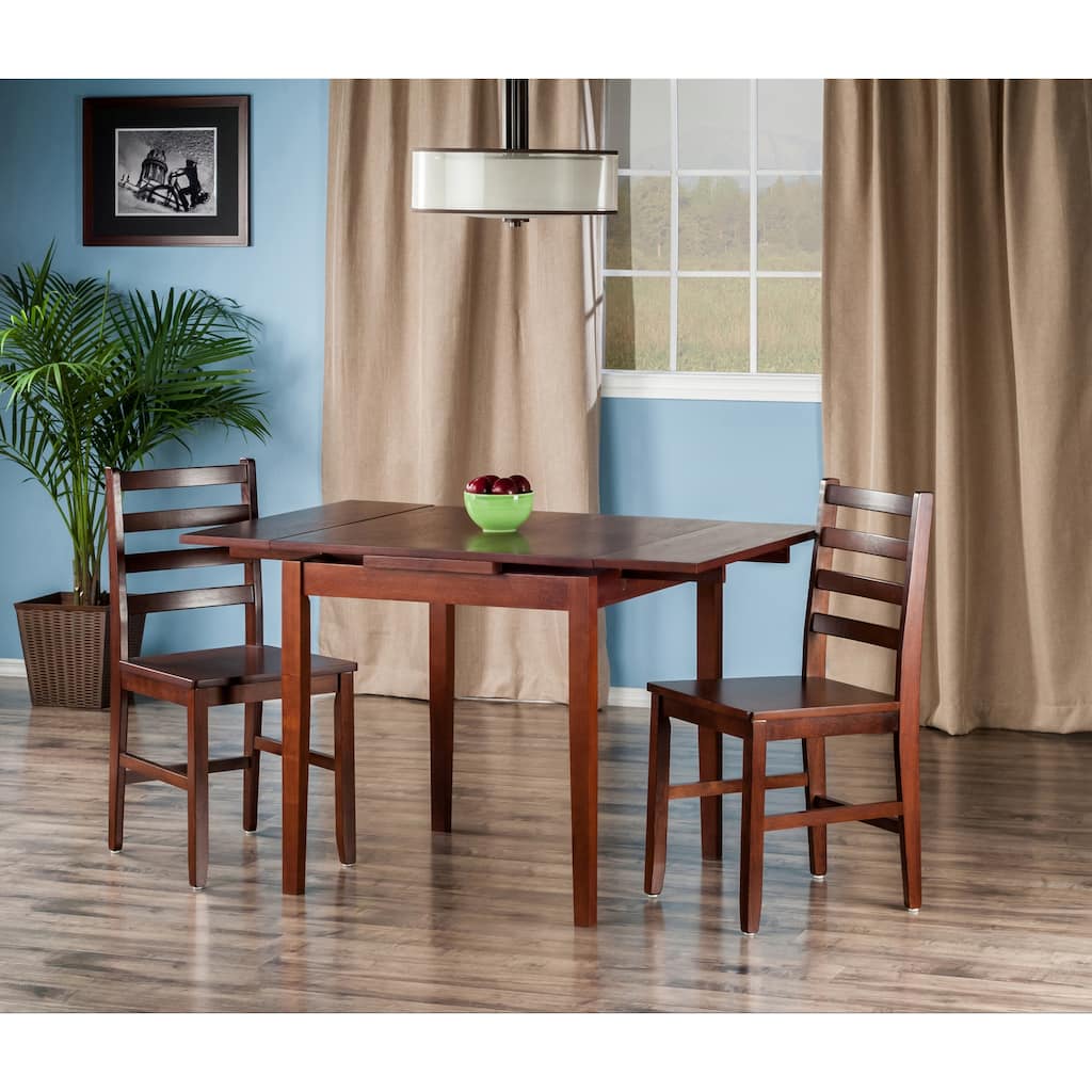 3-Pc Dining Table with Ladder-back Chairs, Walnut