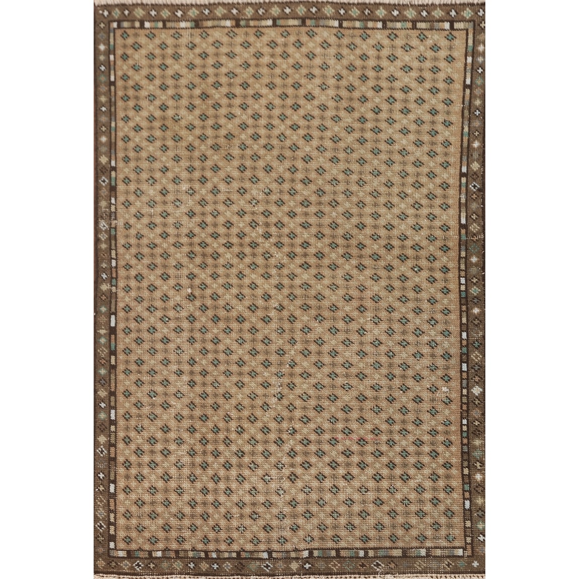 Hand Knotted Oriental 100% Wool Carpet Traditional All-Over Beige & Ivories Botemir Area Rug - 4' 7'' X 3' 0''