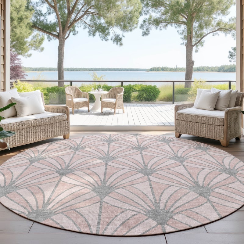 Machine Washable Indoor/ Outdoor Casual Kim Chantille Rug - Pink - 8' x 8'