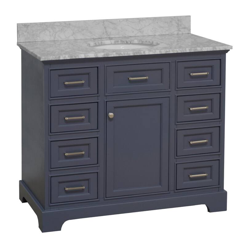 KitchenBathCollection Aria 42" Bathroom Vanity with Carrara Marble Top