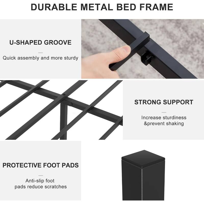 Victorian Style Metal Bed Frames with Headboard,No Box Spring Needed