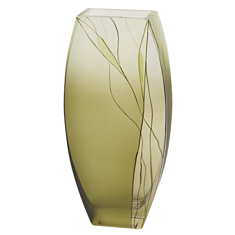 HomeRoots 12" Green Abstract Lead Free Crystal Table Vase