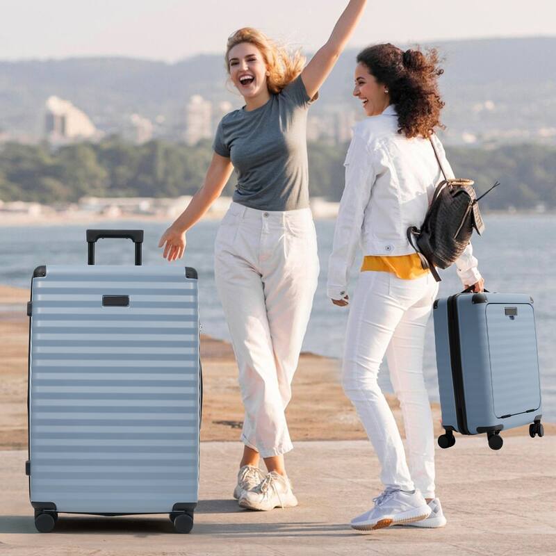 Luggage Sets 5 Piece with Front Opening, Hardside Expandable Carry on Suitcase, with Spinner Wheels, TSA Lock, USB Port