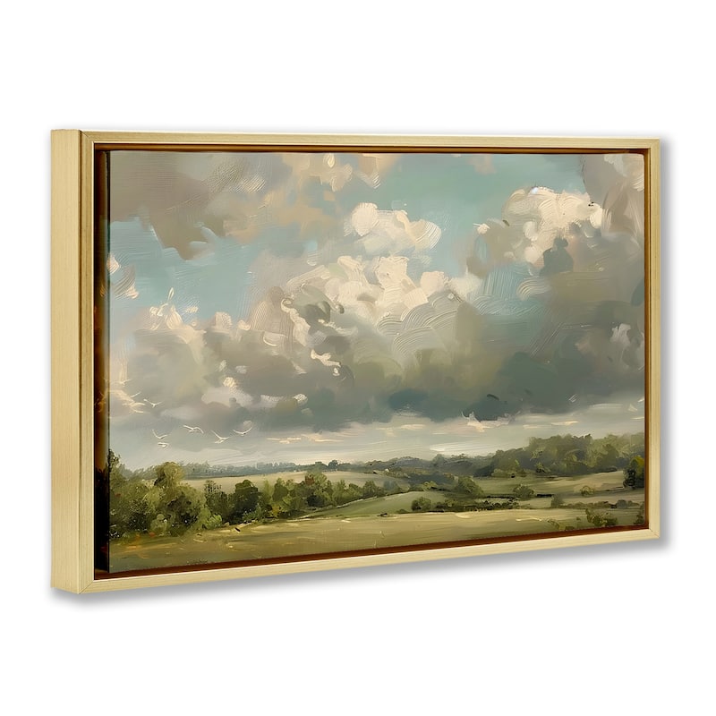 Stupell Sunlit Clouds over Countryside Framed Floater Canvas Wall Art Design By LSR Creative Studio