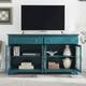 66" TV Console, Storage Buffet Cabinet,Sideboard with Glass Door and Adjustable Shelves, Console Table - Teal Blue - Wood