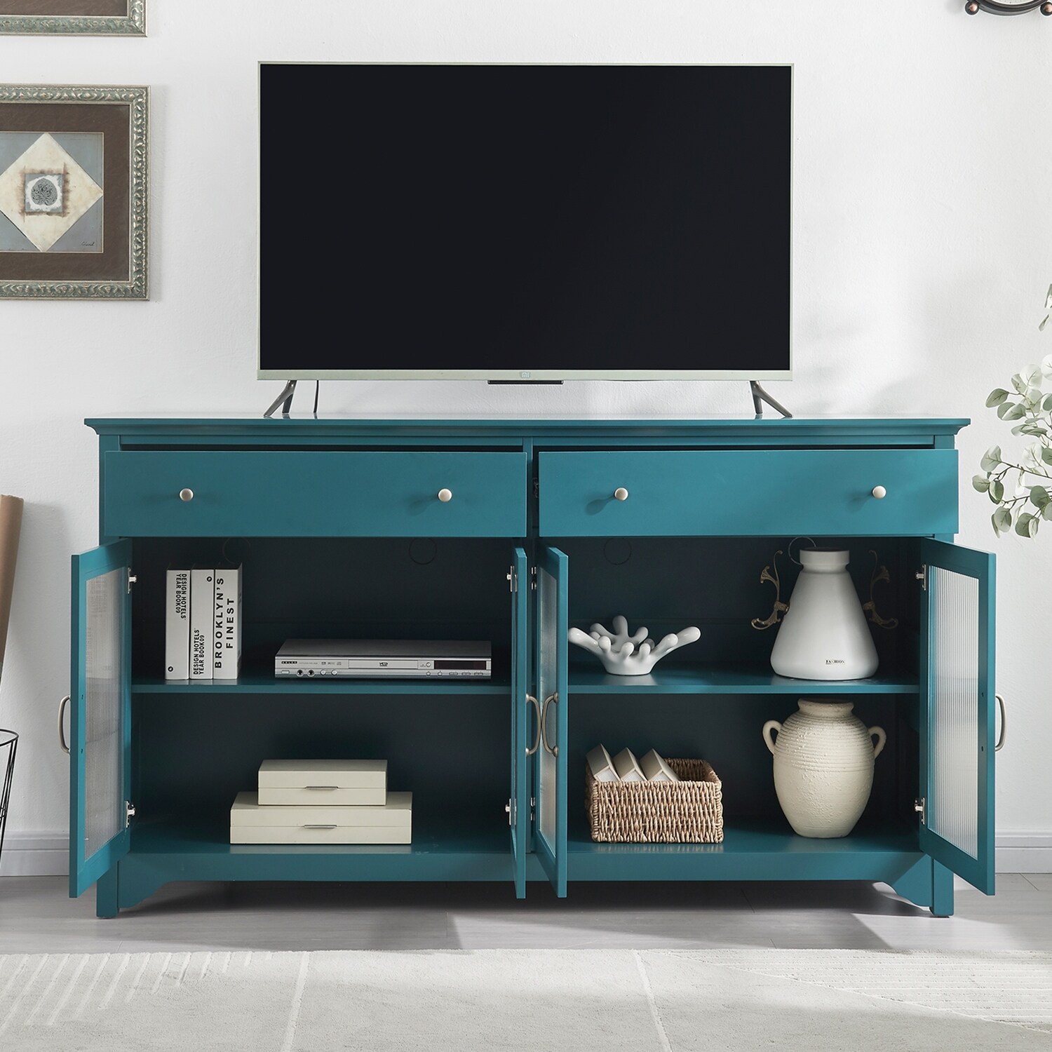 Teal media console sale