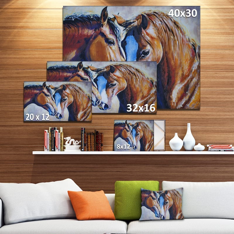 Brown Amorous Horses - Animal Canvas Print