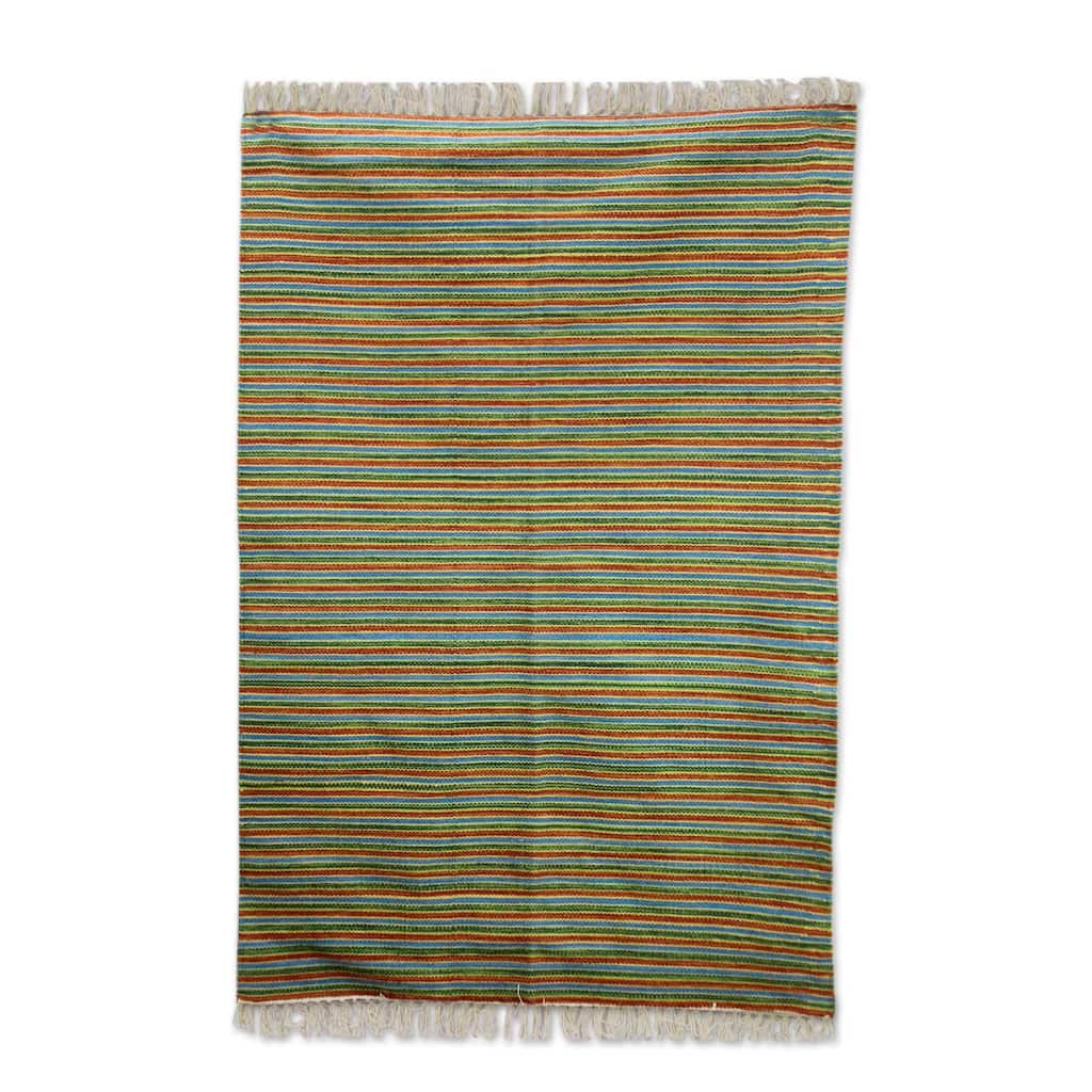 Handmade Verdant Joy Wool runner (India ) - Big
