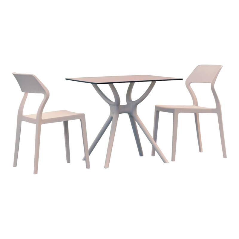 3-Piece White Recyclable Outdoor Patio Dining Set 32.75"