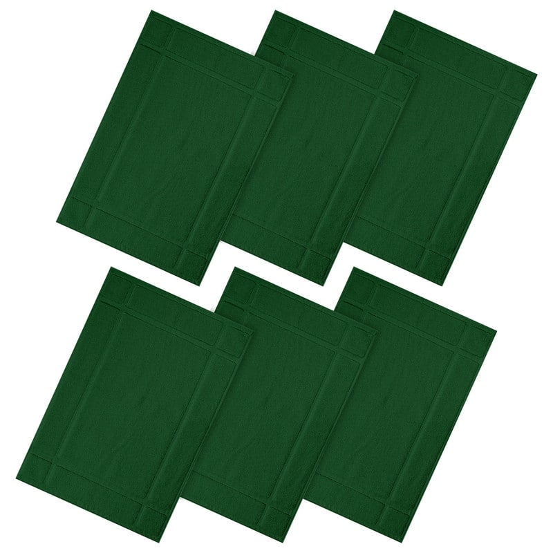 Pure Cotton 1350 GSM Bath Mats Highly Absorbent by Ample Decor- 6 Pack - 34"X20" - Green